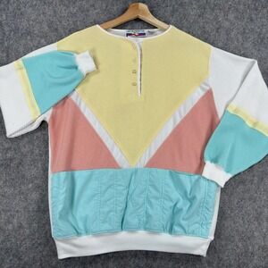 Vintage Cape Cod Country Club Sweatshirt Womens Medium Pastel Colorblock 80s